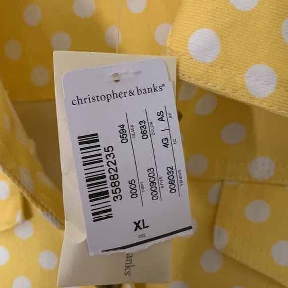 Christopher & Banks Yellow Polka Dot Button-Up Jacket – Sunshine Retro XL ☀️✨ - Picture 4 of 7